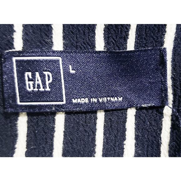 Gap Navy White Long Sleeve Tie Wrap Shirt Dress Size L - Picture 4 of 6